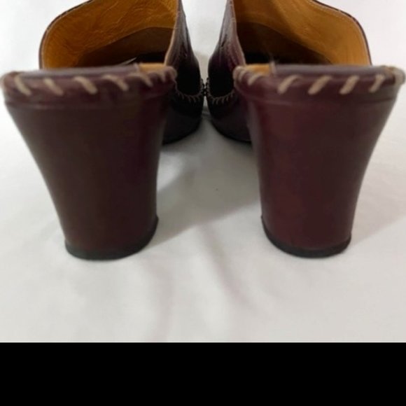 FRYE Charlotte Leather Heeled Mule Clogs sz 9.5 - Picture 6 of 7
